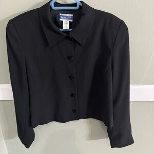 Vintage Pendleton Womens Polyester Cropped Blazer Size 10 Black Button Up Jacket